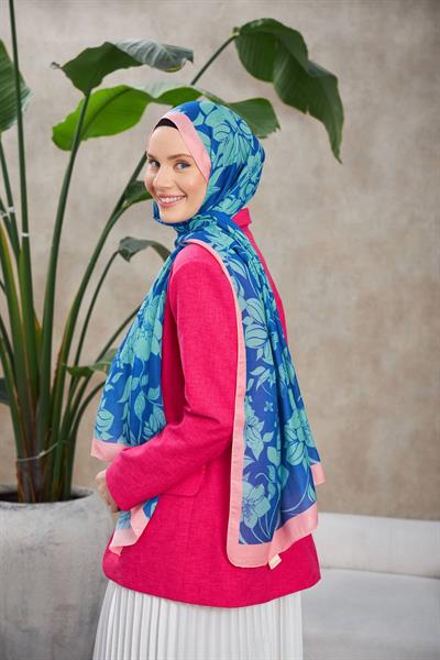 Nature Fulya Soft Şal Pembe Çelik Mavi 3041-13