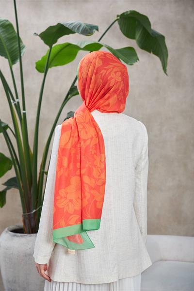Nature Fulya Soft Şal Turuncu Yeşil 3041-05