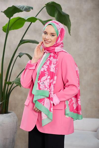 Nature Fulya Soft Şal Yeşil Pembe 3041-04