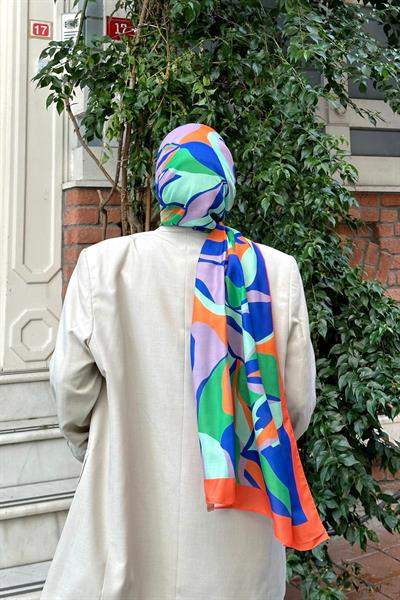 Nature Lilyum Soft Şal Turuncu Mor 3036-10