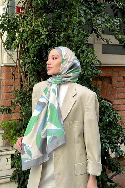 Nature Lilyum Soft Şal Yeşil Gri 3036-16