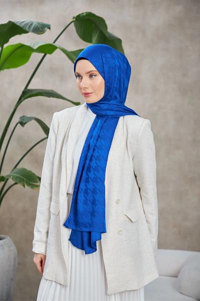 Neo Kazayağı Desen İpeksi Jakar Şal Lacivert 9010-14