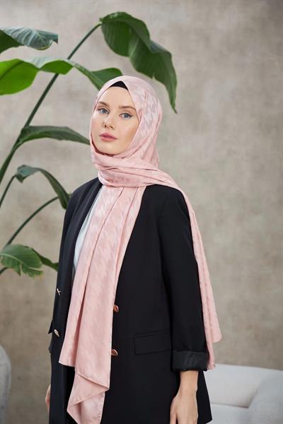 Neo Kazayağı Desen İpeksi Jakar Şal Şeker Pembe 9010-25