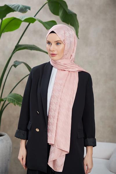 Neo Kazayağı Desen İpeksi Jakar Şal Şeker Pembe 9010-25
