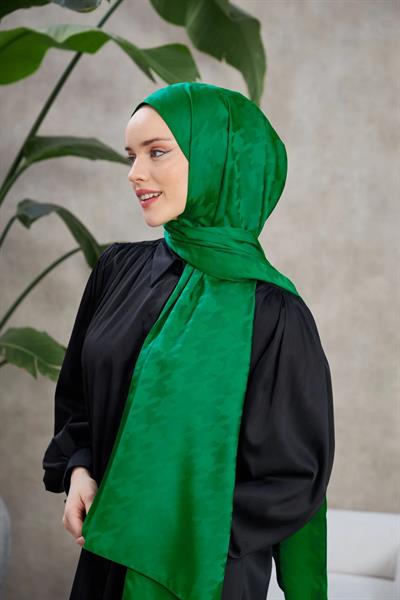 Neo Kazayağı Desen İpeksi Jakar Şal Yeşil 9010-04