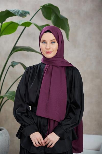 Novvela Desen İpeksi Jakar Şal Patlıcan Mor 9008-18