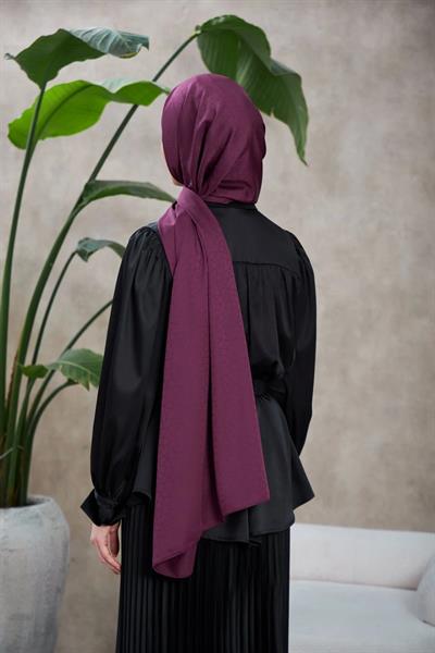 Novvela Desen İpeksi Jakar Şal Patlıcan Mor 9008-18