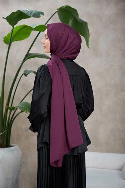 Novvela Desen İpeksi Jakar Şal Patlıcan Mor 9008-18