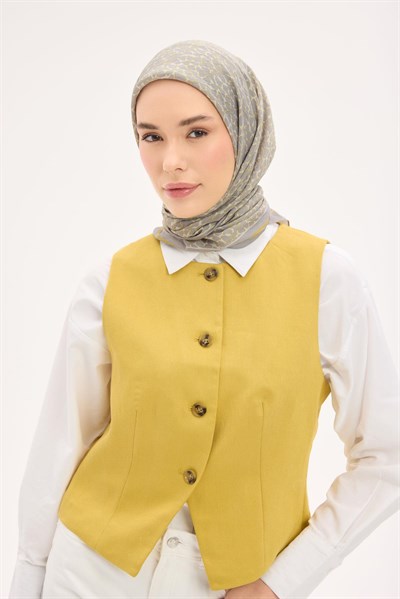 Olinda Eşarp Yonca Desen Açık Gri 90x90
