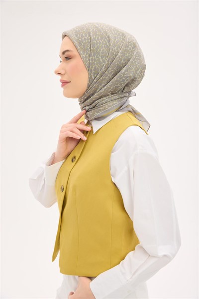 Olinda Eşarp Yonca Desen Açık Gri 90x90