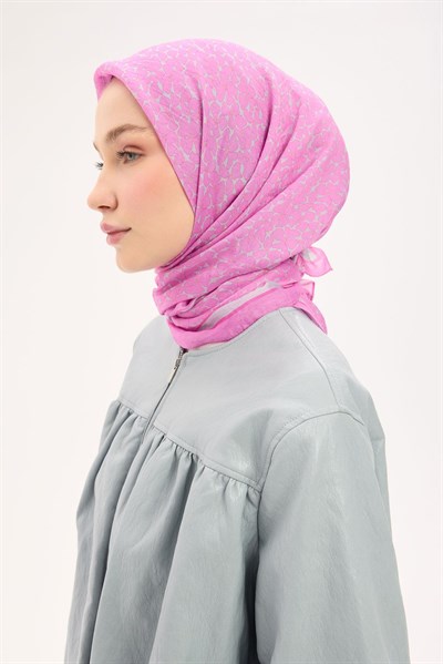 Olinda Eşarp Yonca Desen Pembe 90x90
