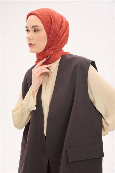 Olinda Eşarp Yonca Desen Turuncu 90x90