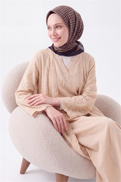 Olinda İpek Eşarp Herringbone Acı Kahve