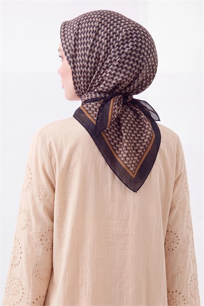 Olinda İpek Eşarp Herringbone Acı Kahve