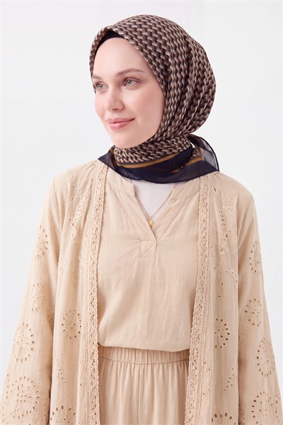 Olinda İpek Eşarp Herringbone Acı Kahve
