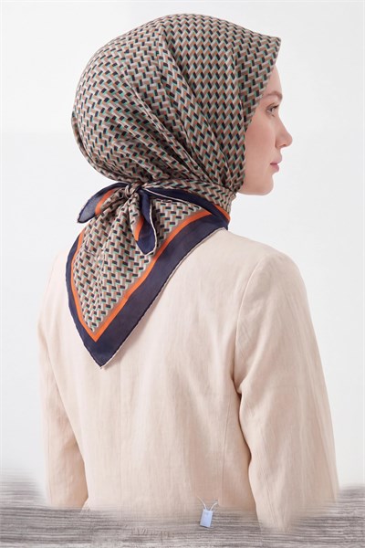 Olinda İpek Eşarp Herringbone Açık Siyah