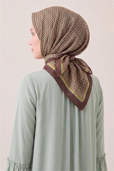 Olinda İpek Eşarp Herringbone Kahverengi