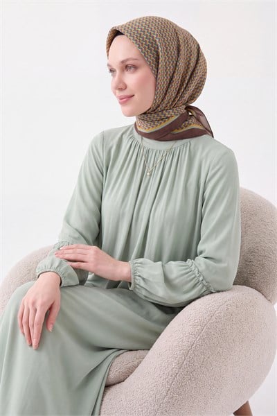 Olinda İpek Eşarp Herringbone Kahverengi