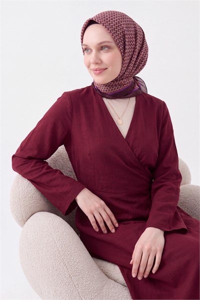 Olinda İpek Eşarp Herringbone Koyu Mor