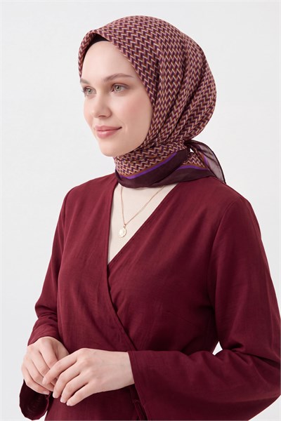 Olinda İpek Eşarp Herringbone Koyu Mor
