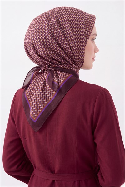 Olinda İpek Eşarp Herringbone Koyu Mor