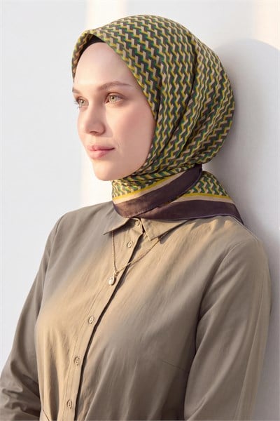 Olinda İpek Eşarp Herringbone Koyu Vizon