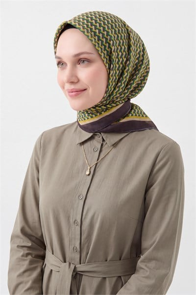 Olinda İpek Eşarp Herringbone Koyu Vizon