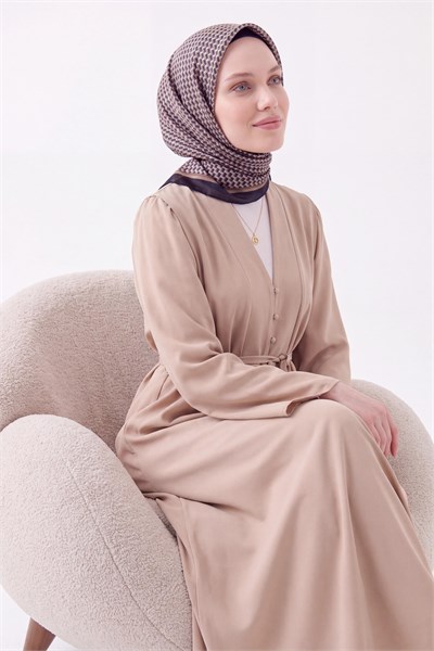 Olinda İpek Eşarp Herringbone Mocha Mousse