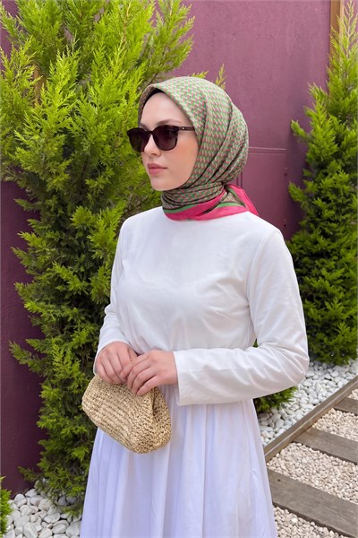 Olinda İpek Eşarp Herringbone Pembe