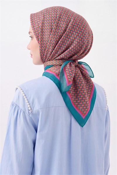 Olinda İpek Eşarp Herringbone Turkuaz