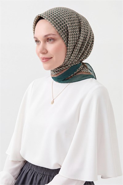 Olinda İpek Eşarp Herringbone Zümrüt