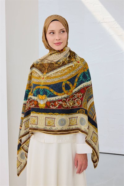 Omuz Şalı Baroque Krem