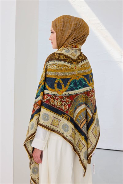 Omuz Şalı Baroque Krem