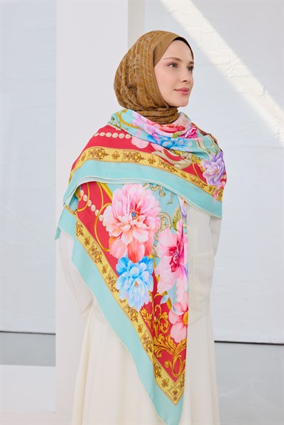 Omuz Şalı Vintage Floral Camgöbeği