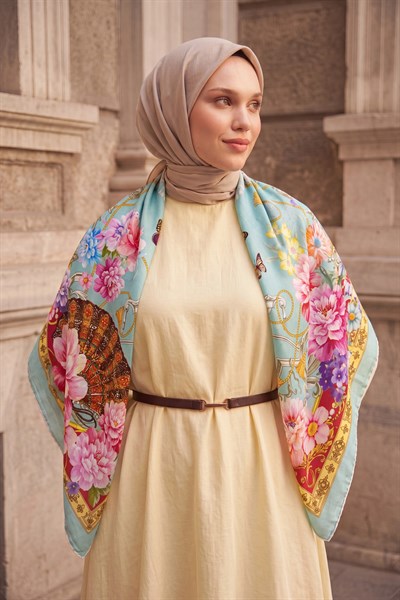Omuz Şalı Vintage Floral Camgöbeği