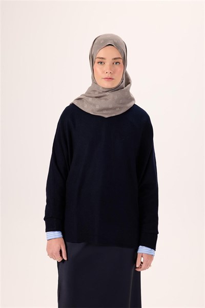 Pamuk Polyester Liva Şal Açık Gri Desenli Tok Duruşlu 90X200