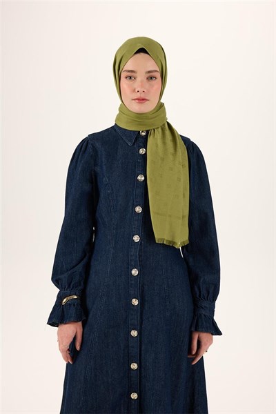 Pamuk Polyester Liva Şal Açık Yeşil Dokulu Nefes Alan Doğal Yapılı 90X200