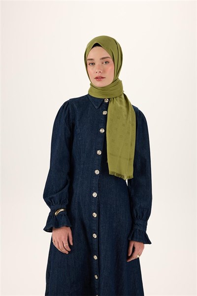 Pamuk Polyester Liva Şal Açık Yeşil Dokulu Nefes Alan Doğal Yapılı 90X200