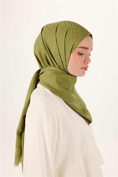 Pamuk Polyester Liva Şal Açık Yeşil Düz Tok Duruşlu 90X200
