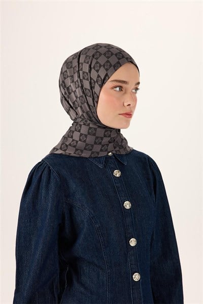 Pamuk Polyester Liva Şal Füme Desenli Tok Duruşlu 90X200