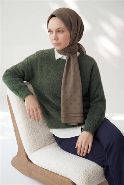 Pamuk Polyester Liva Şal Haki Nefes Alan Dokulu 90x200