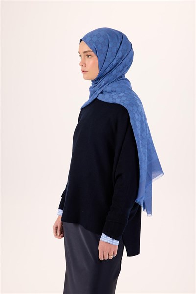 Pamuk Polyester Liva Şal İndigo Dokulu Nefes Alan 90X200