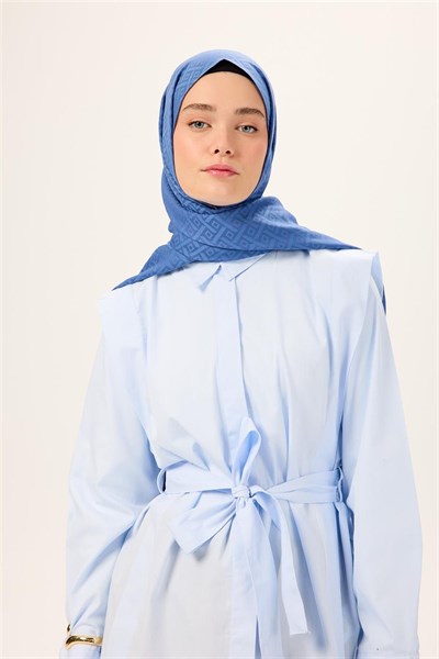 Pamuk Polyester Liva Şal İndigo Düz Tok Duruşlu 90X200