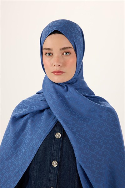 Pamuk Polyester Liva Şal İndigo Nefes Alan Dokulu 90X200
