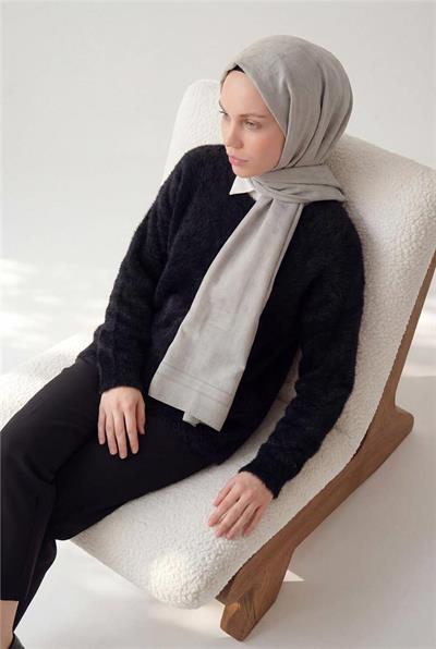 Pamuk Polyester Liva Şal Koyu Taş Nefes Alan Dokulu 90x200