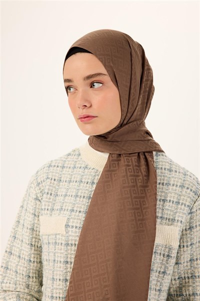 Pamuk Polyester Liva Şal Koyu Vizon Dokulu Nefes Alan Doğal Yapılı 90X200