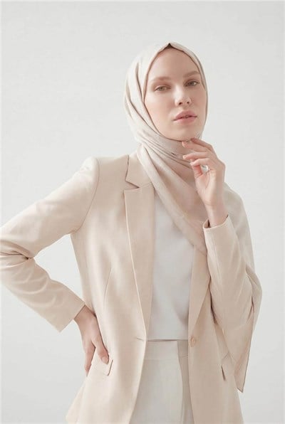 Pamuk Polyester Liva Şal Krem Nefes Alan Dokulu 90X200