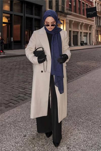 Pamuk Polyester Liva Şal Lacivert Nefes Alan Dokulu 90x200