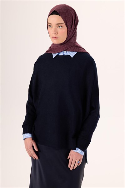 Pamuk Polyester Liva Şal Mürdüm Desenli Tok Duruşlu 90X200