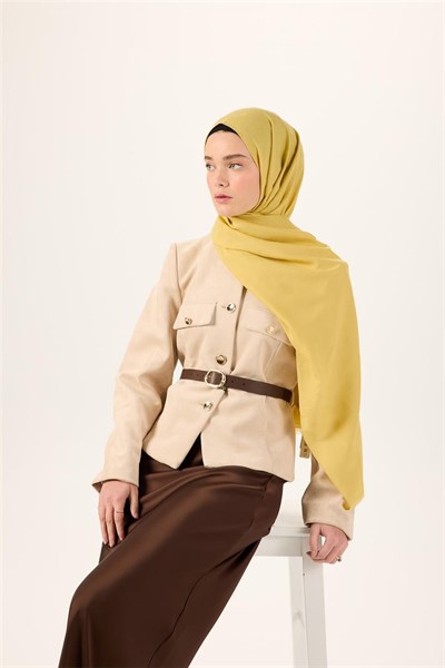 Pamuk Polyester Liva Şal Sarı Dokulu Nefes Alan Doğal Yapılı 90X200